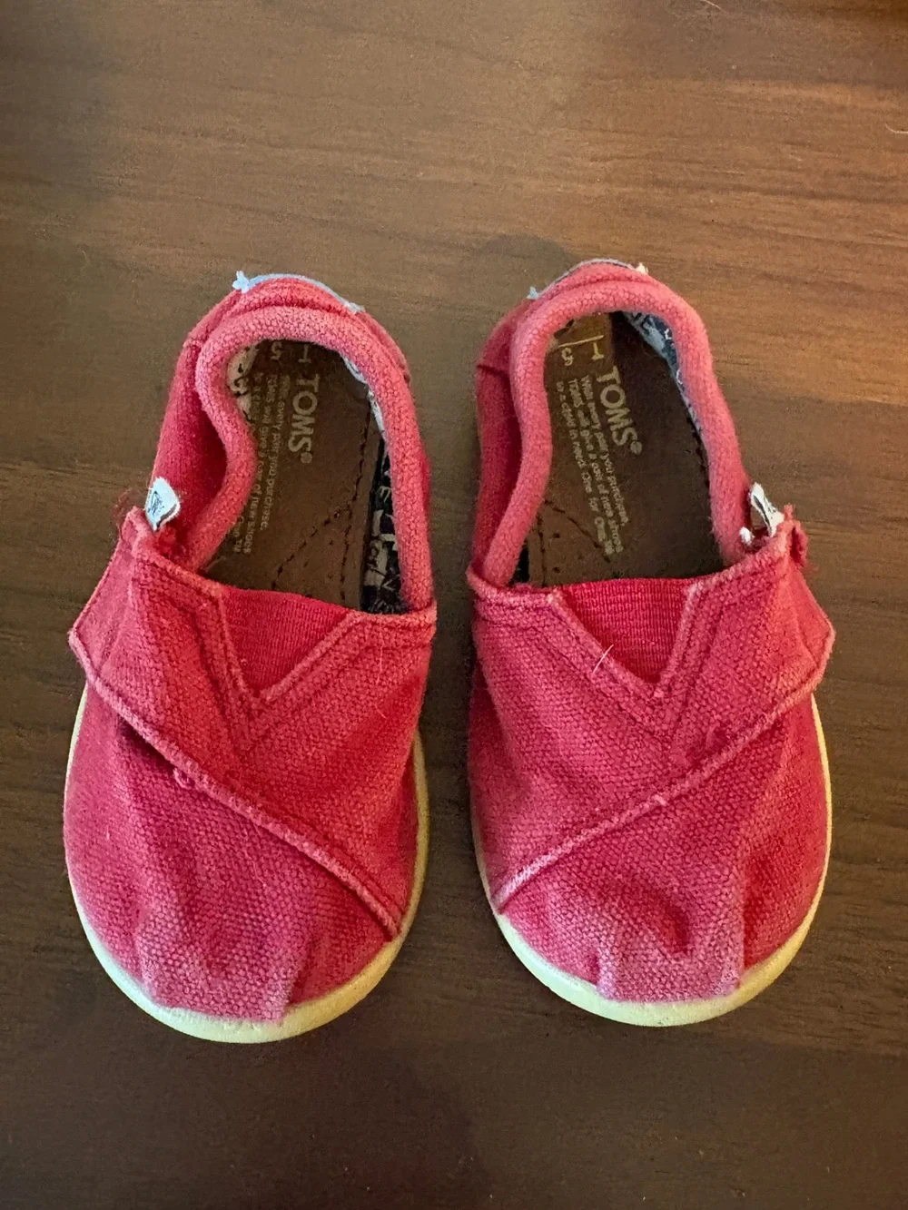 Toms Kids Slip-On Shoes Red Canvas